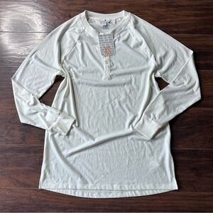 LuLaRoe Solid White Mark Unisex Henley Long Sleeve Shirt